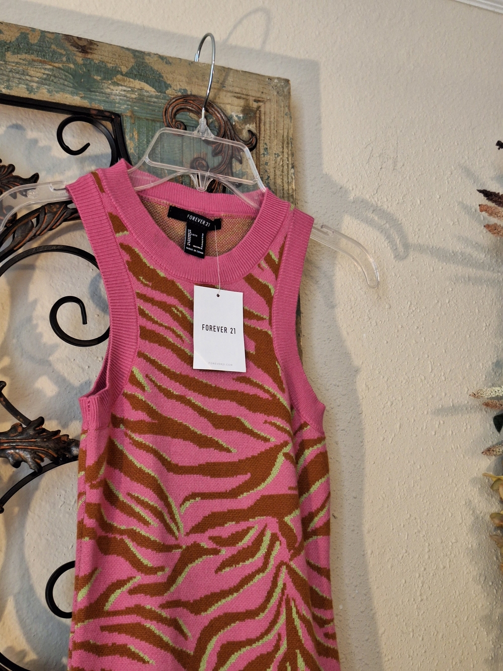 🔥🔥$8.00 Forever 21 Pink/Brn Zebra-Print Sleeveless Mini Dress. NWT Size S - Picture 7 of 11